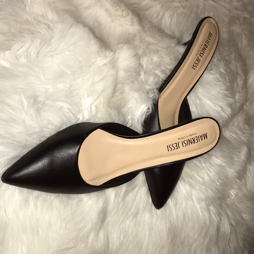 Women’s Pointed Toe Mid Kitten Slide Sandals Shoes
